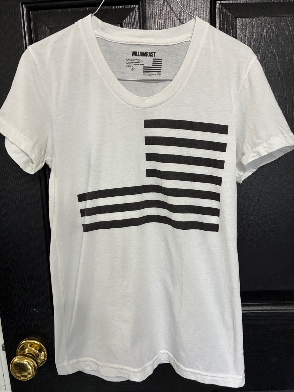 William Rast White Tee with Black Striped Graphic
